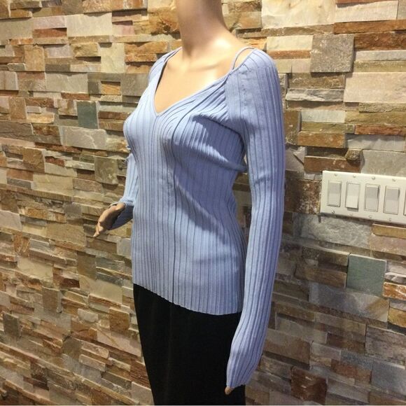 PROENZA SCHOULER White Label Lightweight Rib Knit V-Neck Top - Picture 2 of 9